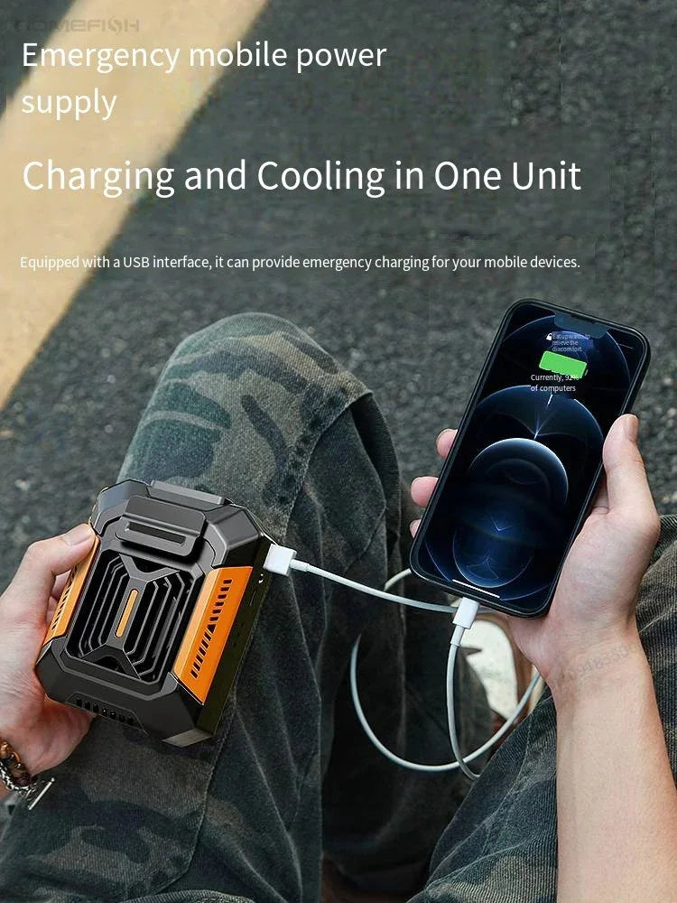 HOMFISH Wearable Belt Clip Fan with Power Bank & Flashlight