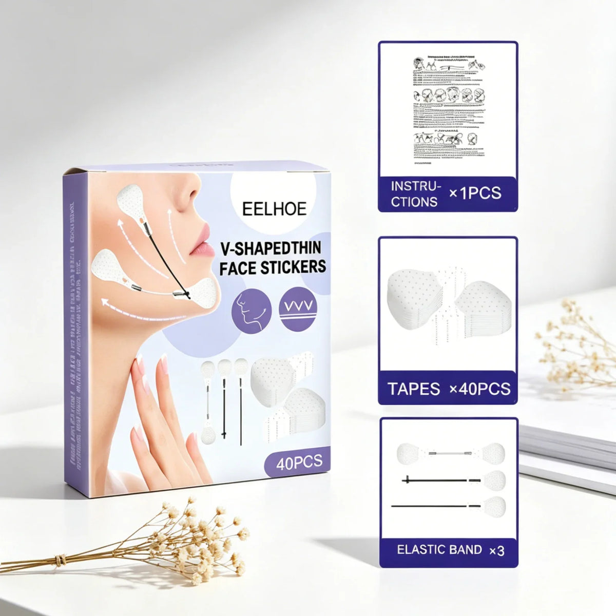 EELHOE Face Lifting Stickers – V-Shape Skin Tightening 40 PCS