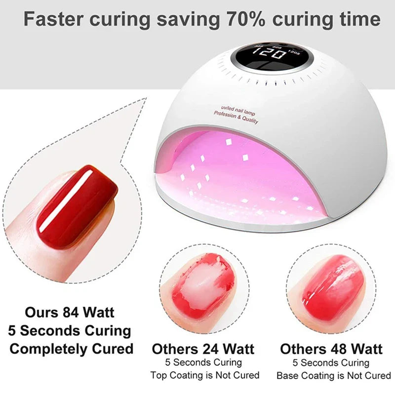 82W UV LED Nail Lamp | Fast Gel Curing, LCD Display & 4 Timers
