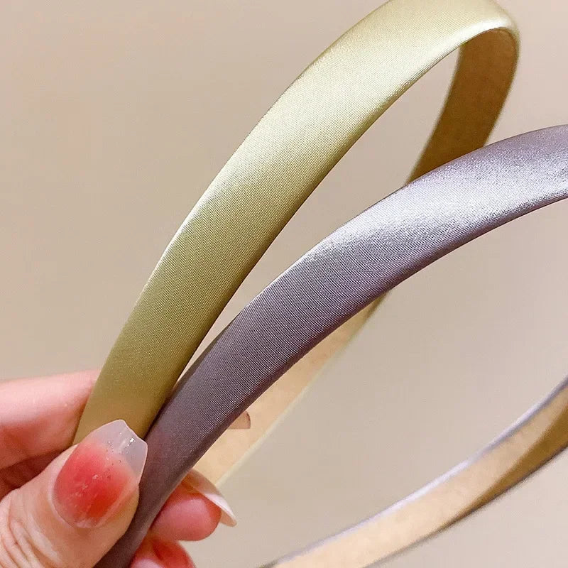 1 Wide Retro Premium Satin Solid Hairbands Headbands Women Vintage