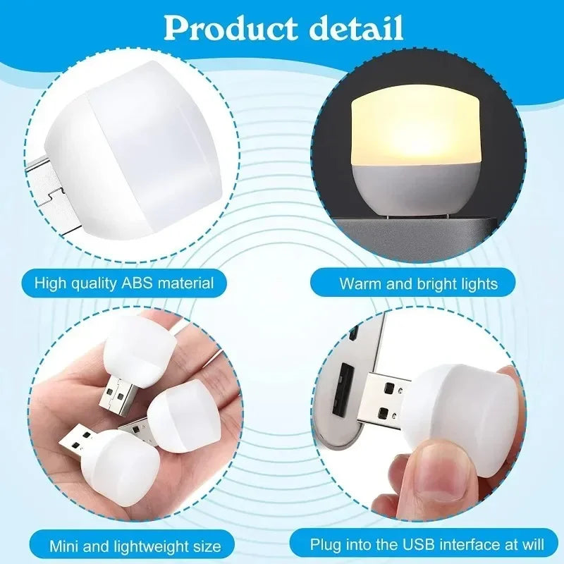 Mini USB LED Night Light – Plug-In Portable Lamp for Reading