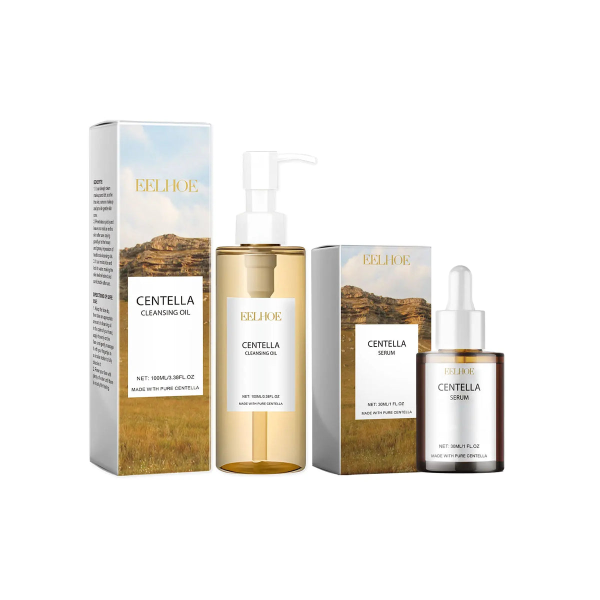EELHOE Centella Cleansing Oil & Hydrating Face Serum Set