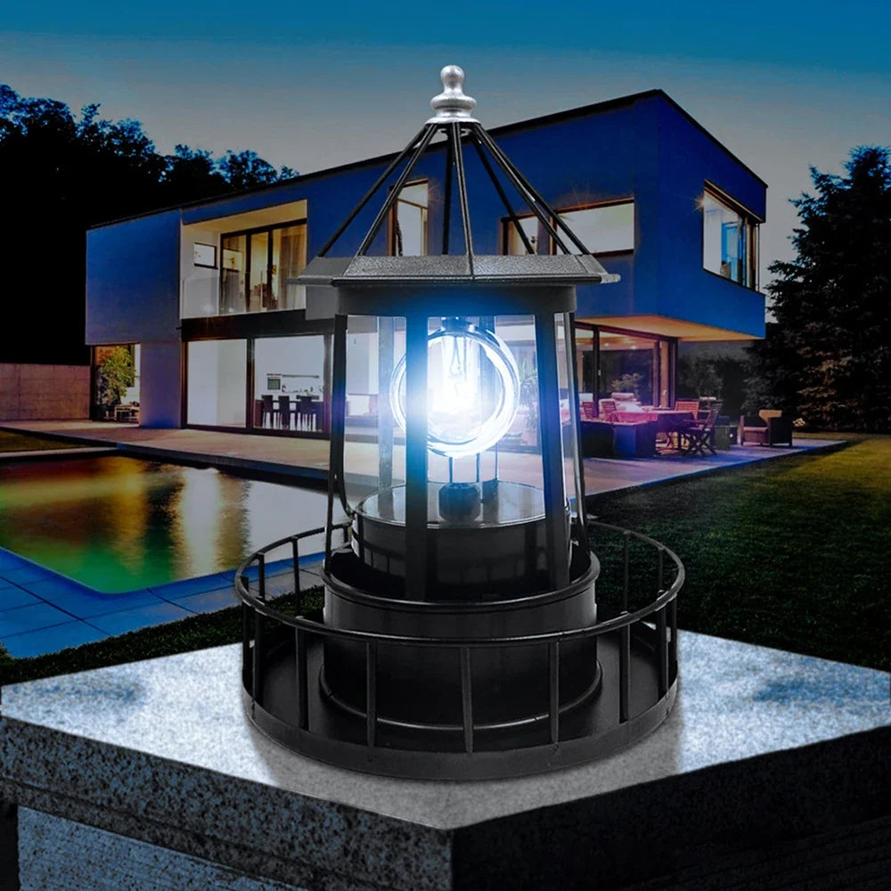 LED Solar Rotating Lighthouse Hardware Iron Electronic Accessories