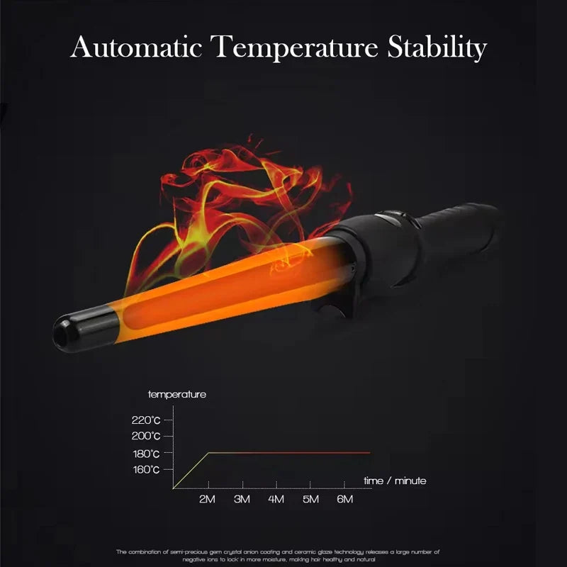 LCD Conical Curling Iron | Ceramic Glaze Hair Waver Curler