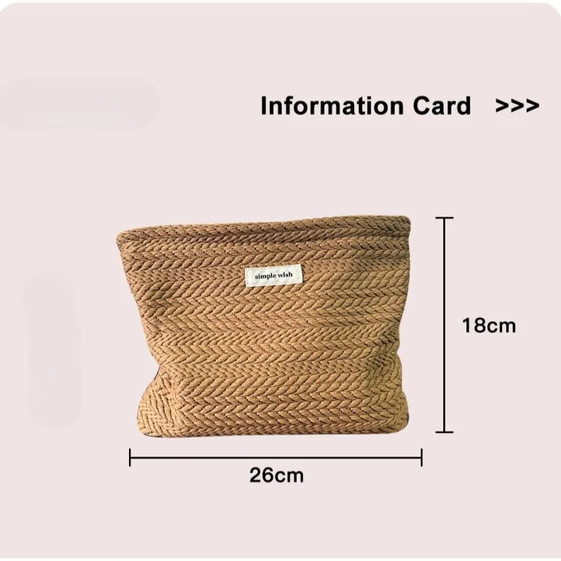 Portable Handwoven Cotton Makeup Bag Artistic Crochet Cosmetic Pouch