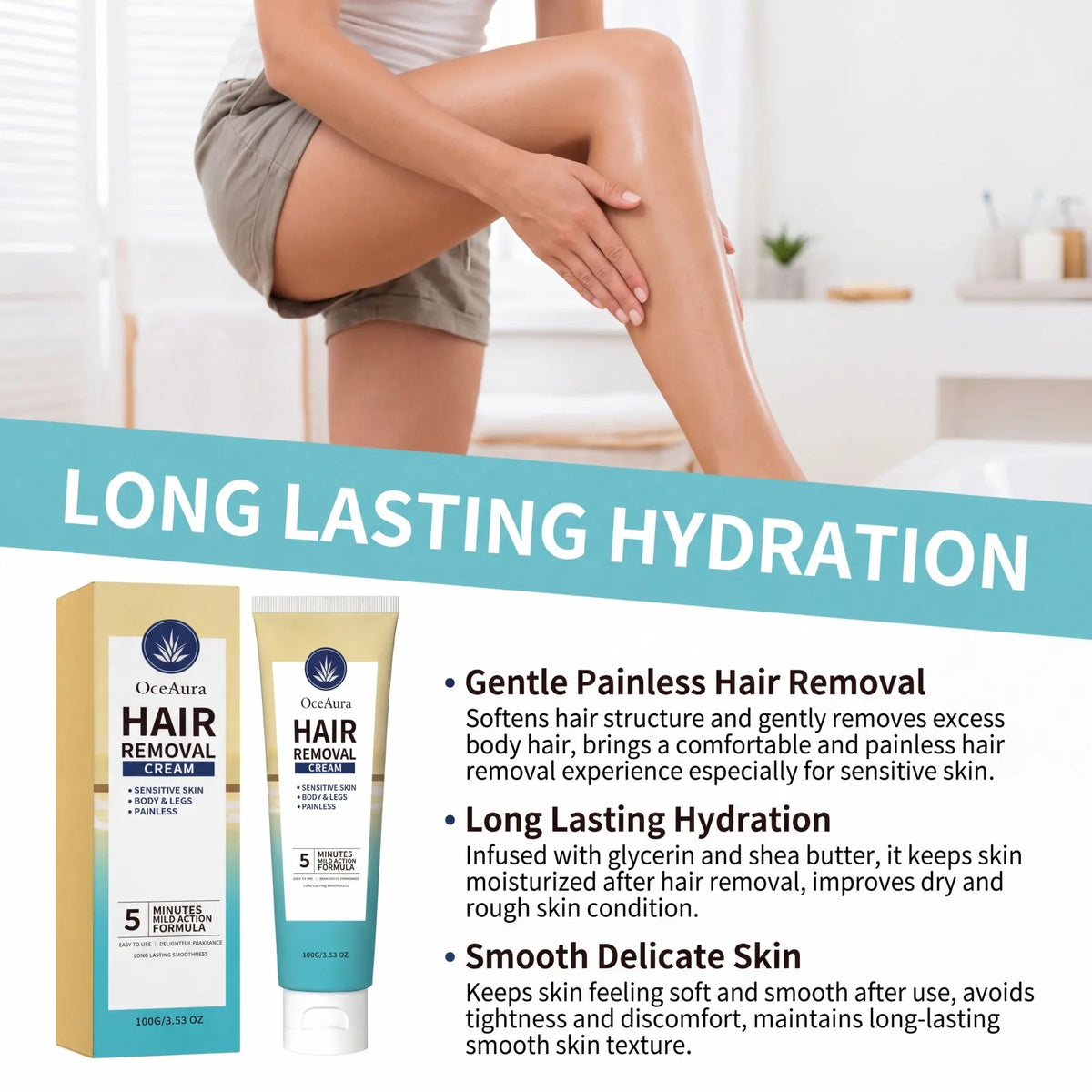 Painless Hair Removal Cream with Shea Butter – 100g