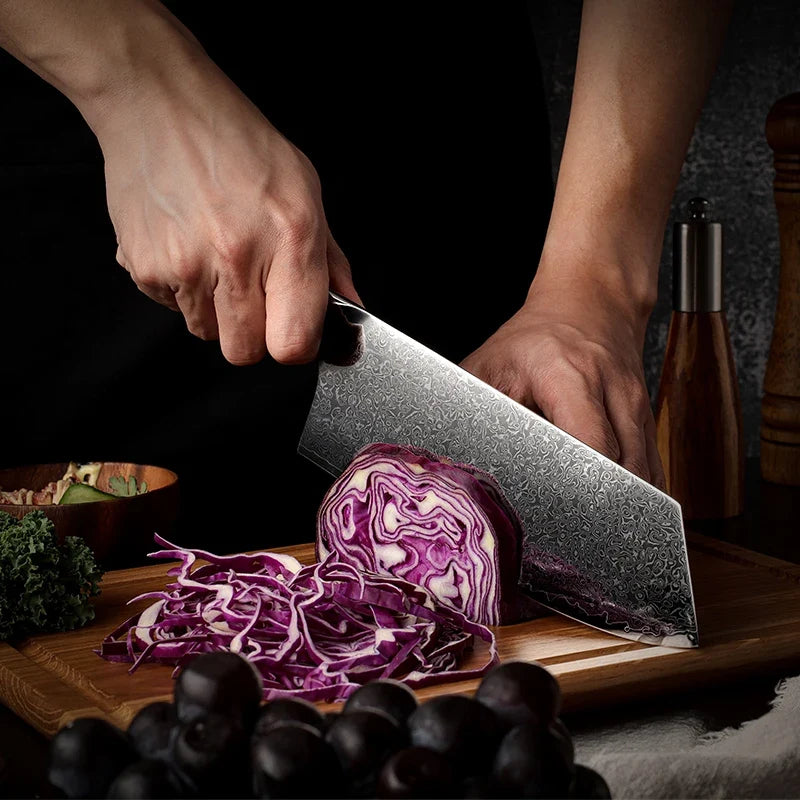 Grandsharp 7.5" Damascus Steel Chinese Cleaver – Carbon Fiber