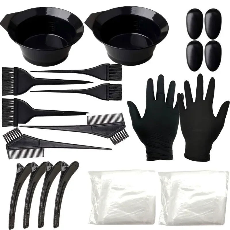 22-Piece Home Salon Hair Dye Kit – Brushes, Bowls & Cape