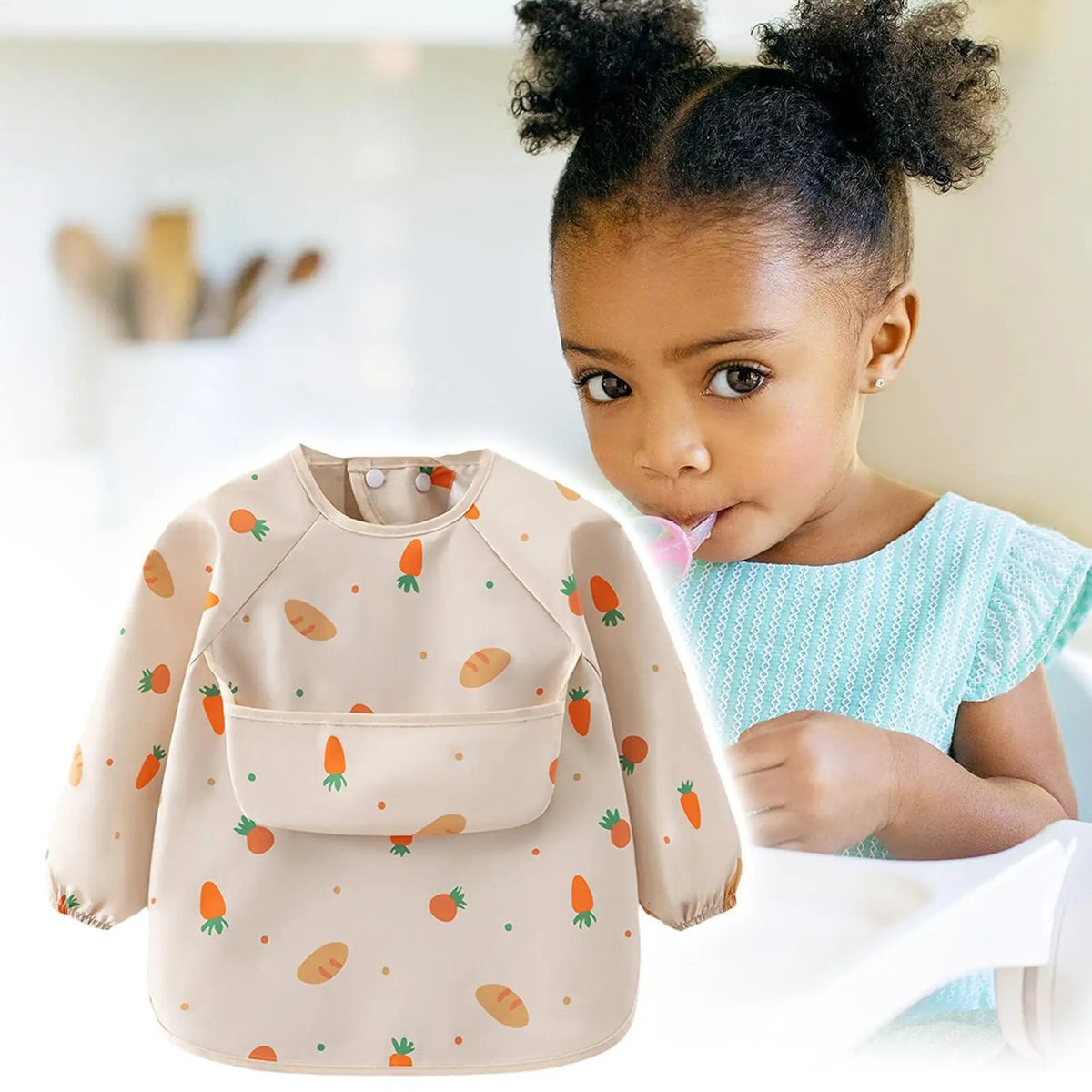 Long Sleeve Baby Smock Bib – Waterproof & Washable Toddler Bib