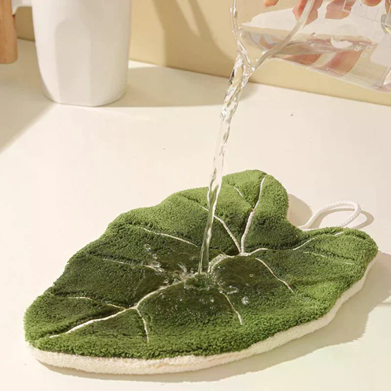 Leaf-Shape Double-Layer Hand Towel | Fast-Dry Coral Fleece