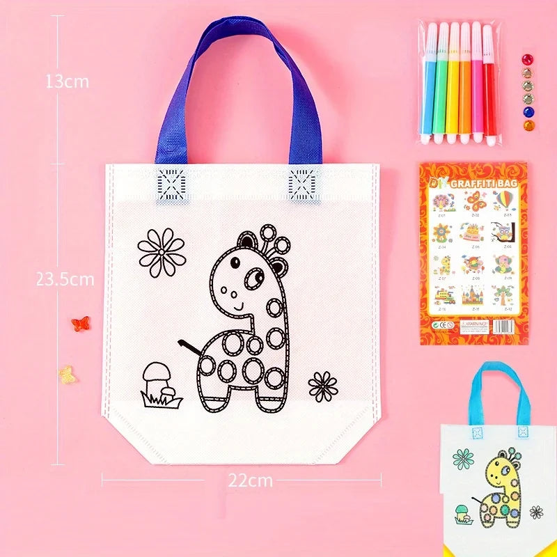 DIY Graffiti Bag Coloring Markers Handmade Painting Non-woven Arts