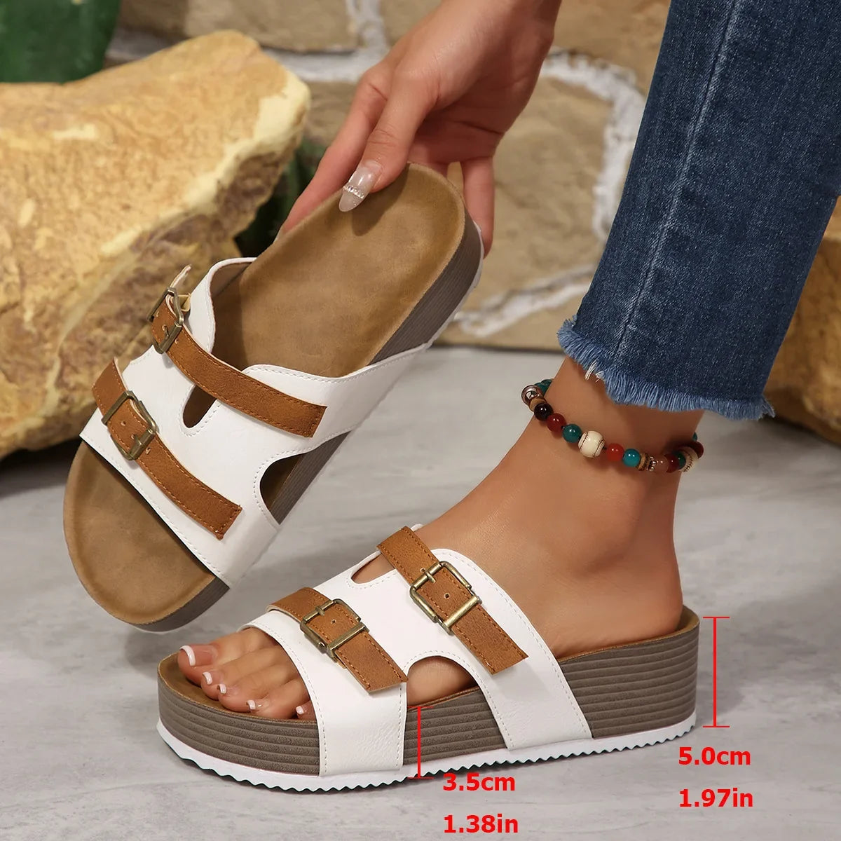 Women's Wedge Platform Sandals – Non-Slip Peep Toe Beach Shoes