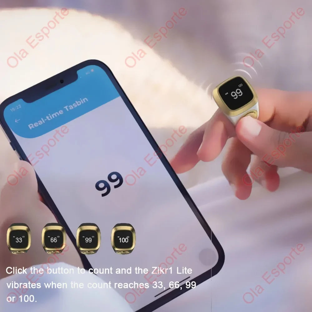 Smart Zikr Ring Digital Tasbih Counter | 5 Prayer Times & Qibla