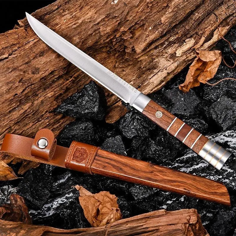 Meat Cutting Knife Set – 5Cr Steel Blade & Wooden Sheath