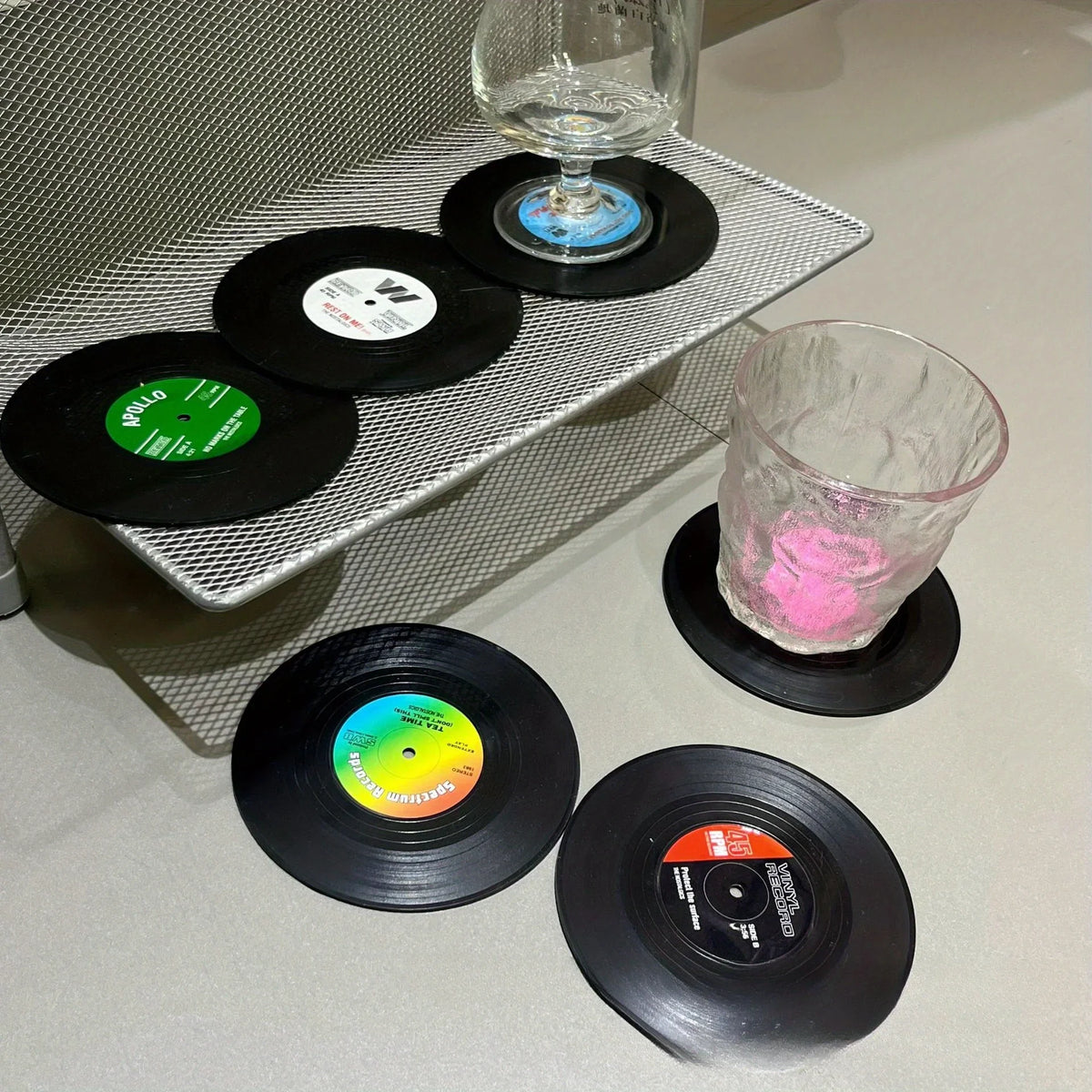 Vinyl Record Coasters Absorbent Retro Home Decor Coffee Cup Placement