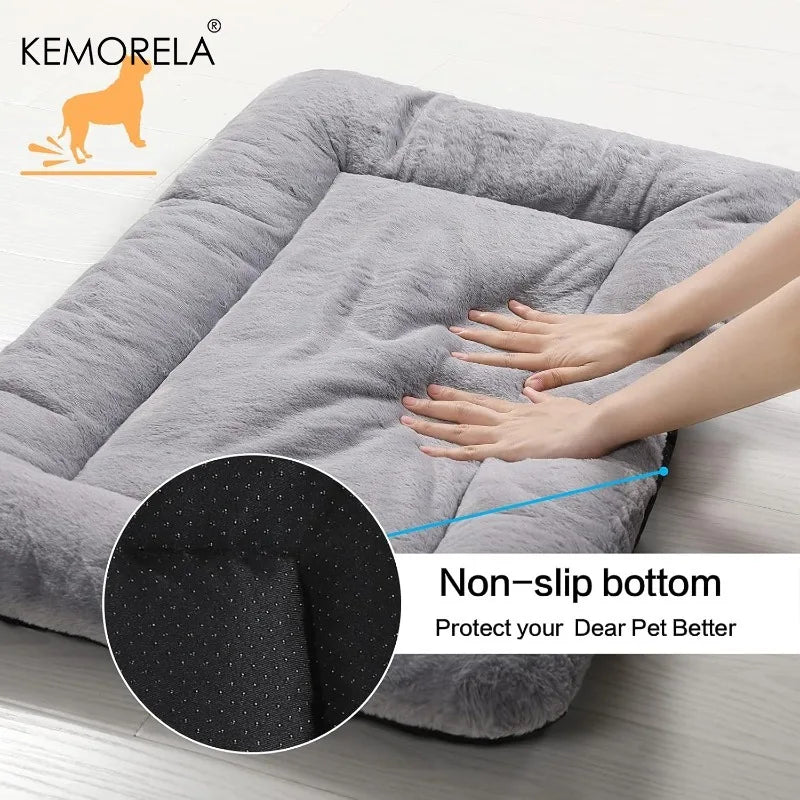 KEMORELA Soft Dog Crate Pad – Washable Anti-Slip Kennel Mat