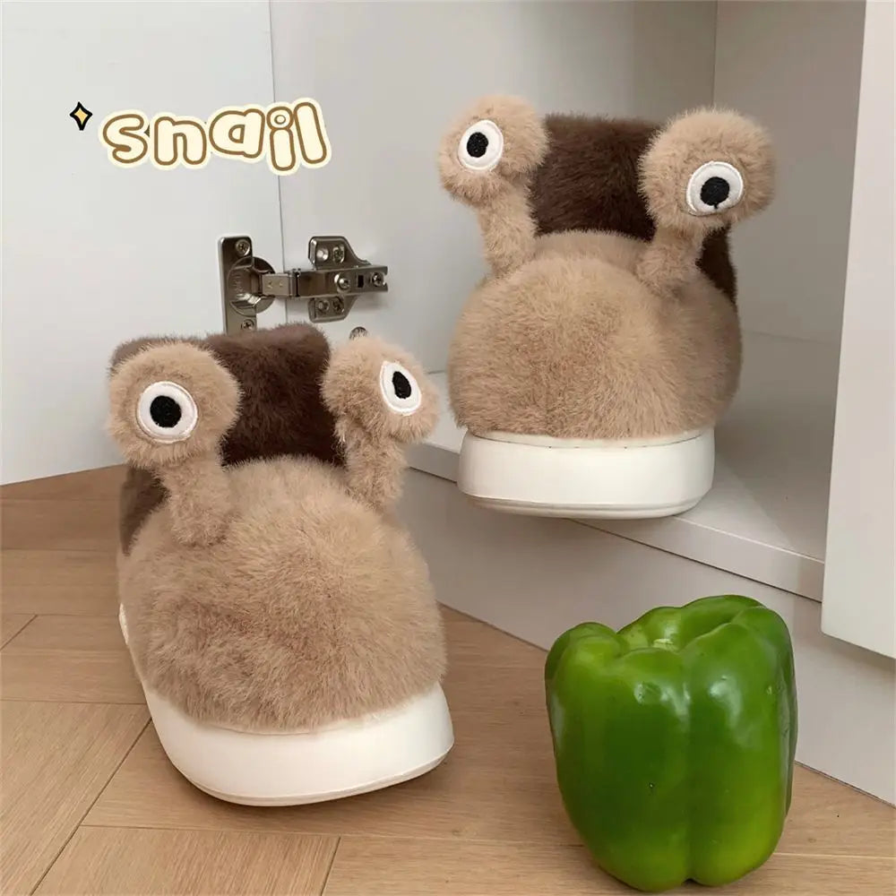 Lorilury Snail Plush Slippers – Unisex Faux Fur Indoor Slides