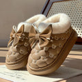 Women's Fluffy Platform Slipper Boots – Bowknot Winter Booties