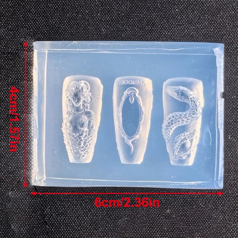 3D Snake Relief Silicone Nail Mold – Nail Art Manicure Tool