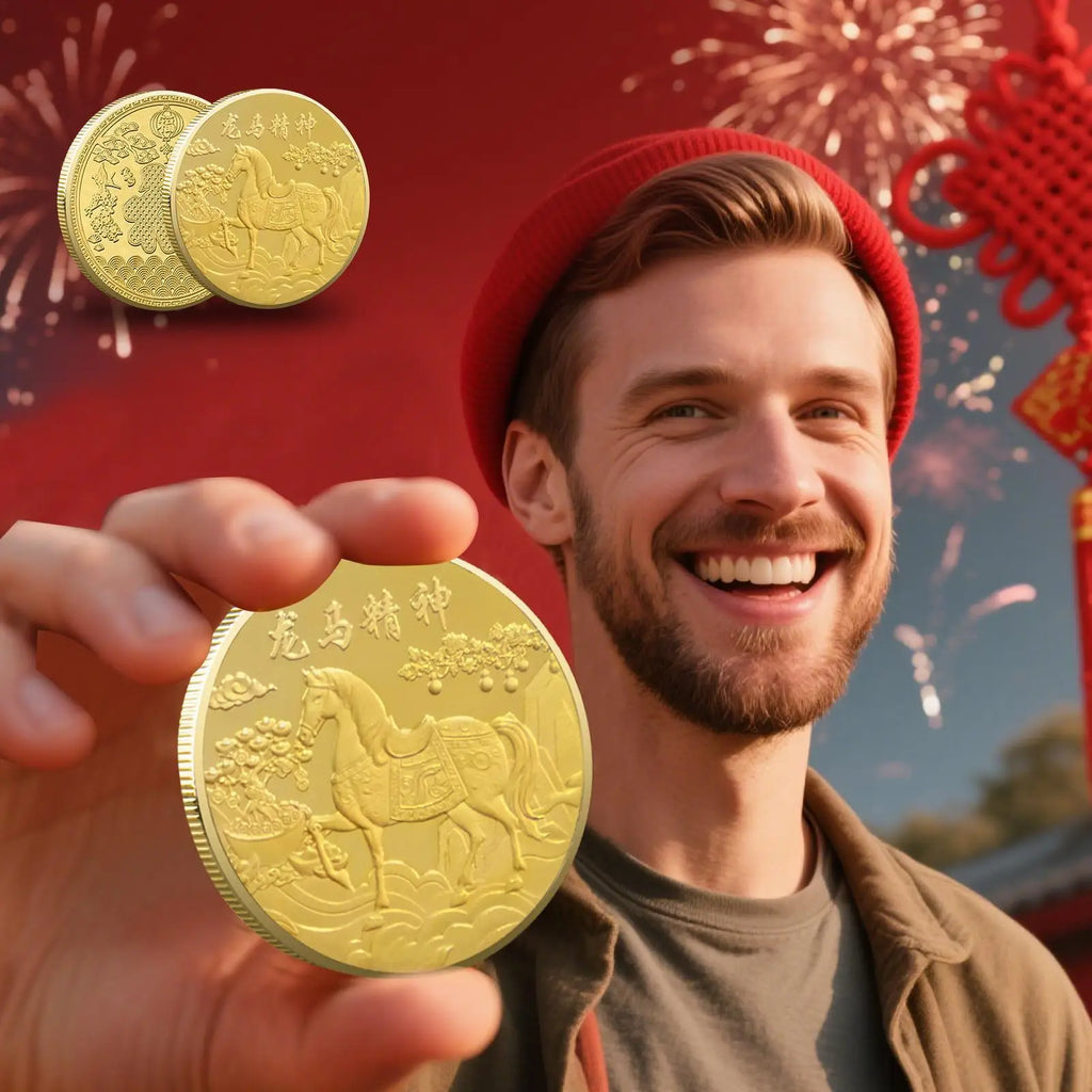 2026 Year of the Horse Gold Coin – Chinese Lucky Mascot Ornament