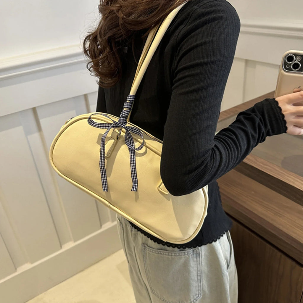Korean Bowknot Shoulder Bag – Stylish PU Handbag for Women
