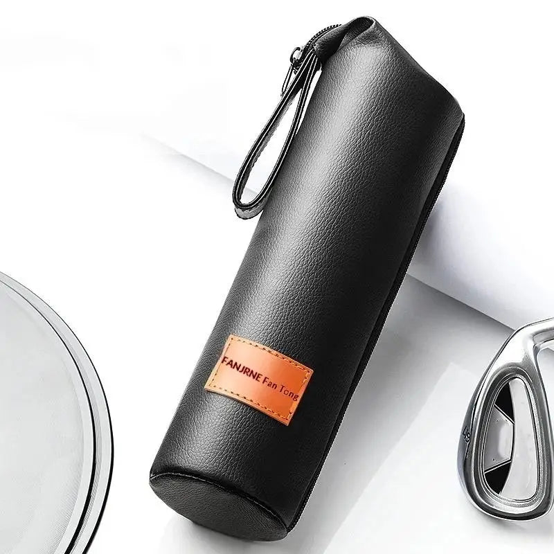 Leather Water Bottle Sleeve with Rope | Portable Cup Pouch