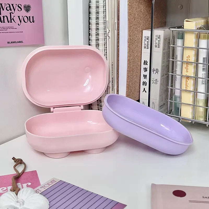 Flip-top Soap Box Big-eyed Cute Household Draining Holder Lid Cartoon