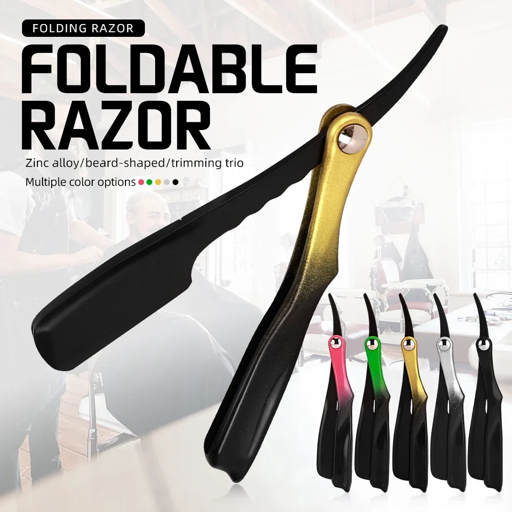 Magnetic Straight Razor – Foldable, Replaceable Blade | Gold Handle