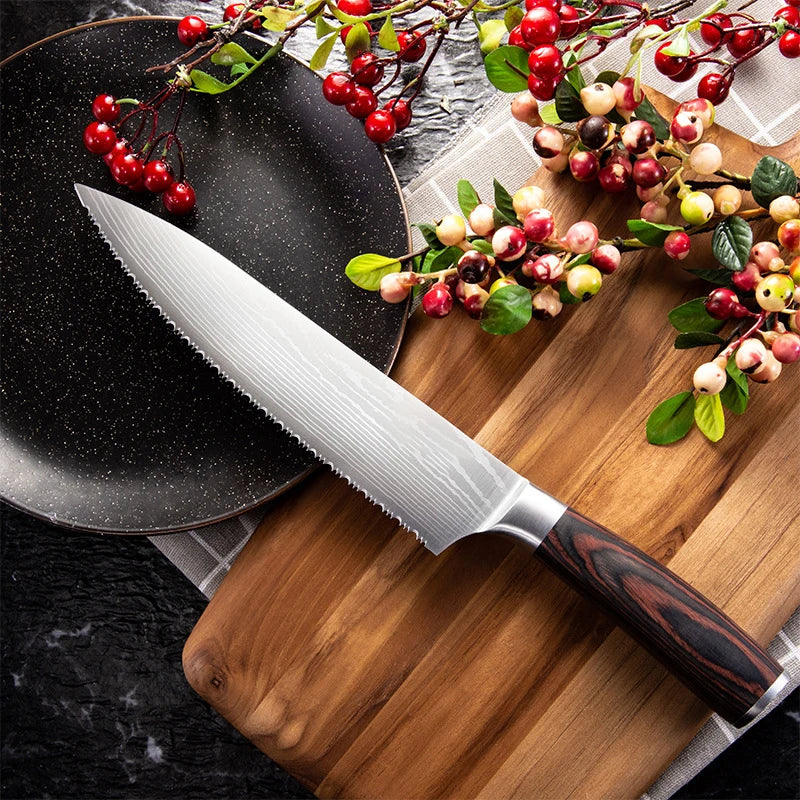 8-Inch Serrated Stainless Steel Bread & Kitchen Knife