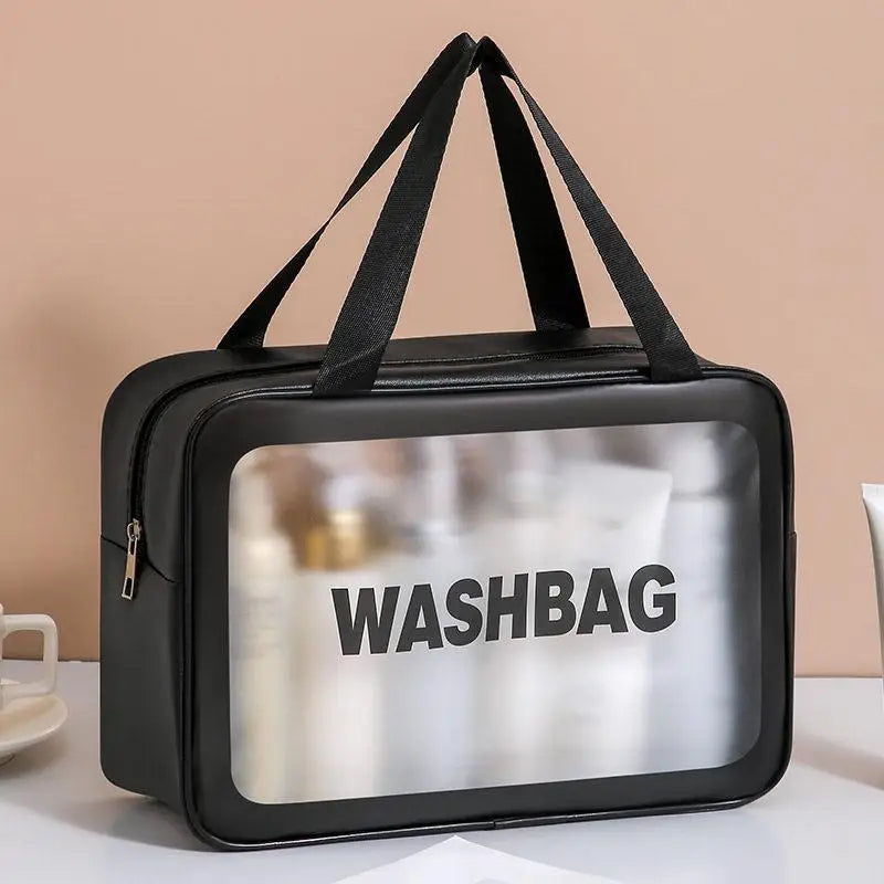 Dry-Wet Separation Transparent PU Travel Cosmetic Bag