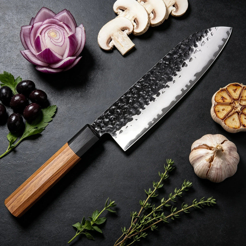 Hand Forged Japanese Santoku Knife – Sharp Stainless Chef Knife