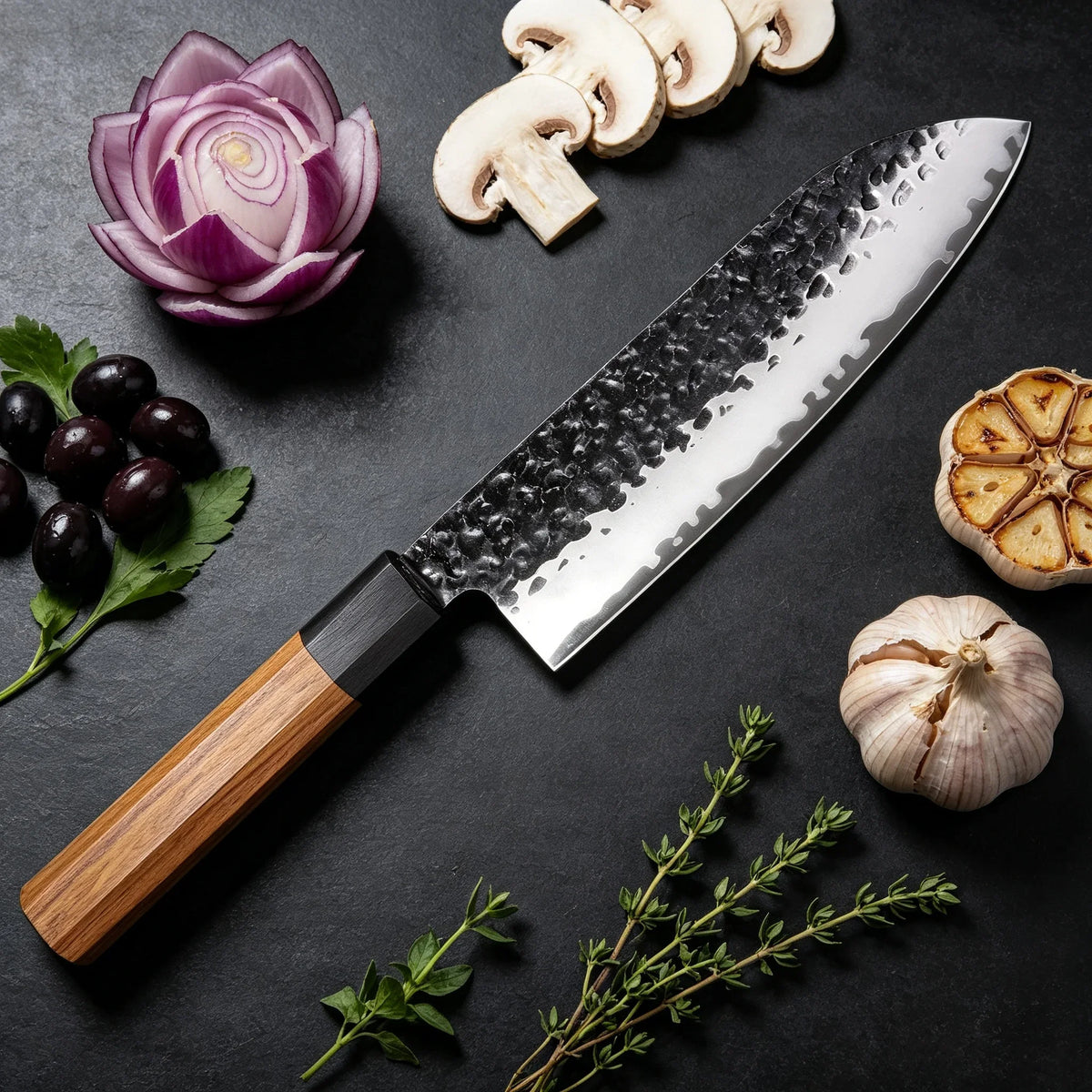 Hand Forged Japanese Santoku Knife – Sharp Stainless Chef Knife