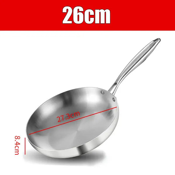 304 Stainless Steel Tri-Ply Nonstick Frying Pan & Wok 24–30cm