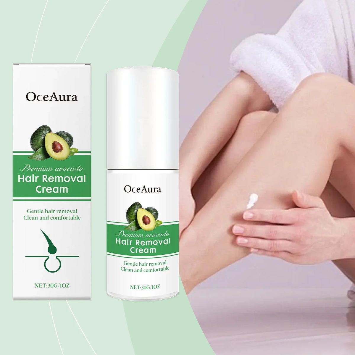 OceAura Avocado Hair Removal Cream | Smooth Skin 30g