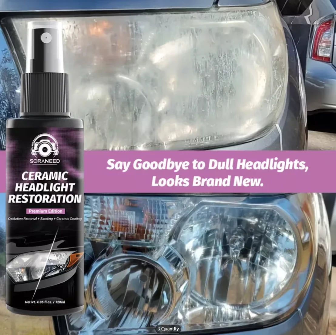 Car Headlight Restoration Spray | Oxidation & Yellowing Removal