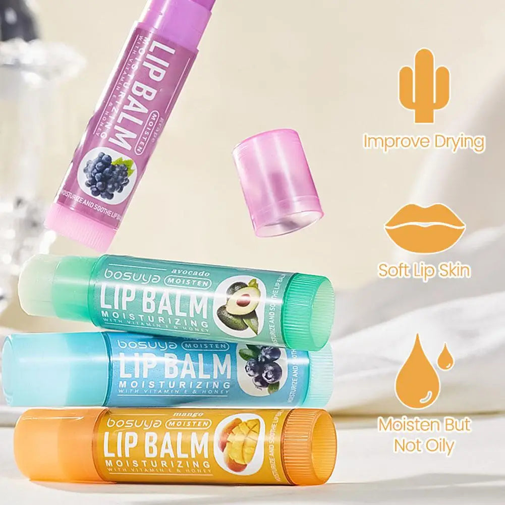 6 Assorted Fruit Flavor Lip Balm Hydrating Nourishing Prevents