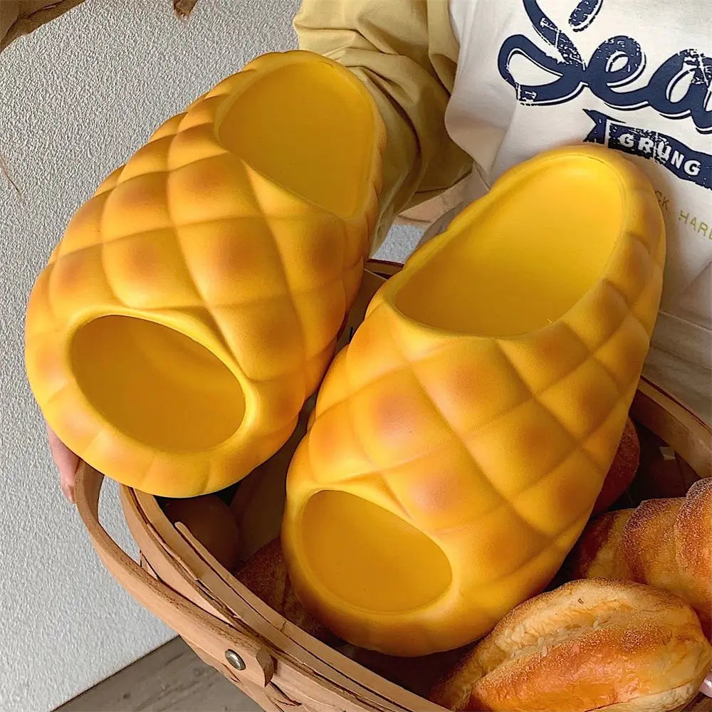 Lorilury Pineapple Bread Chunky EVA Slide Slippers for Women