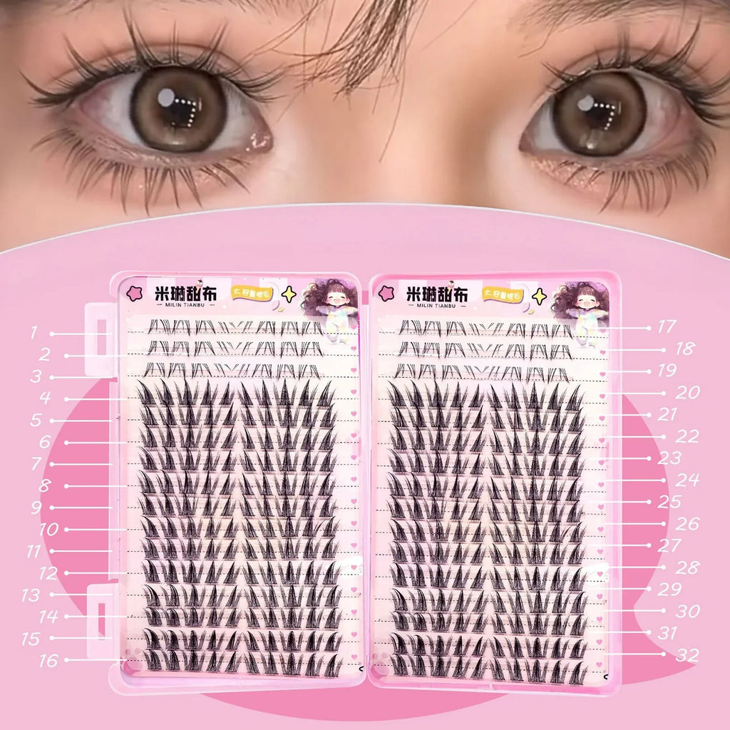 32-Row Fluffy Fairy Cluster False Lashes | Anime Cosplay Eye Makeup