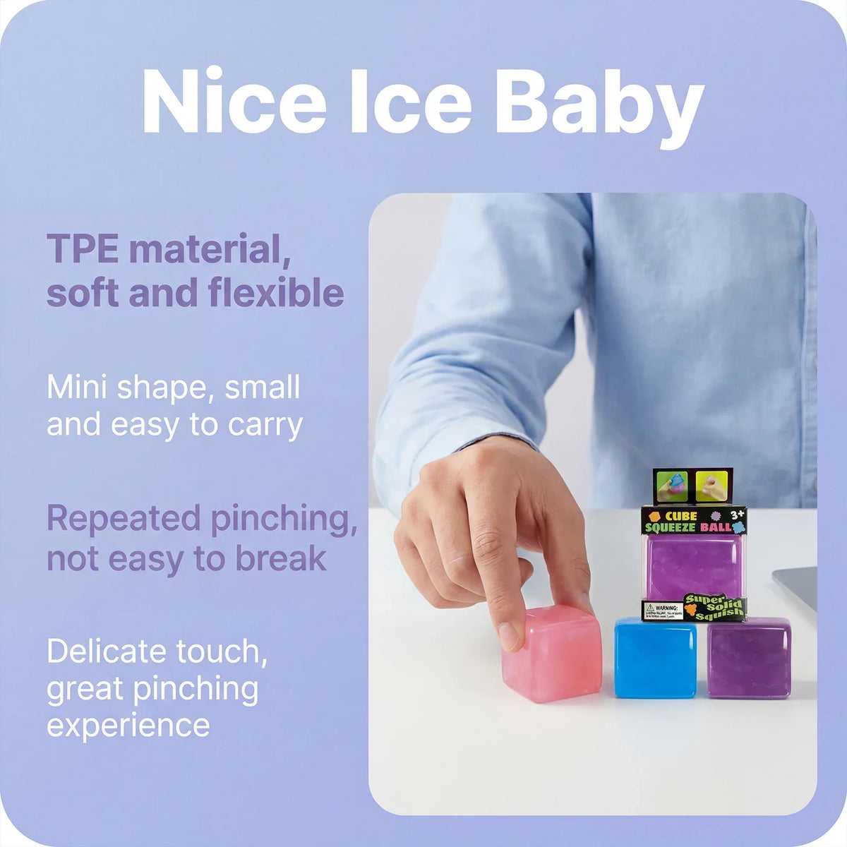 Mini Ice Cube Squishy Fidget Toy | Soft Sensory Squeeze Cube