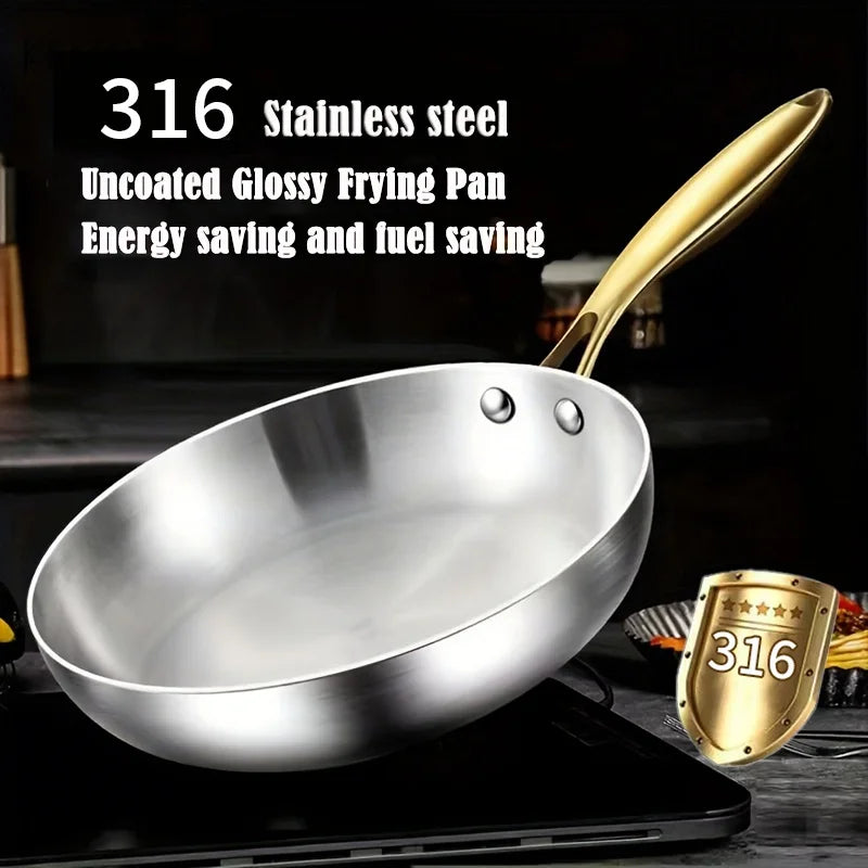 KEMORELA 316 Stainless Steel Frying Pan 7-Ply 28cm Wok