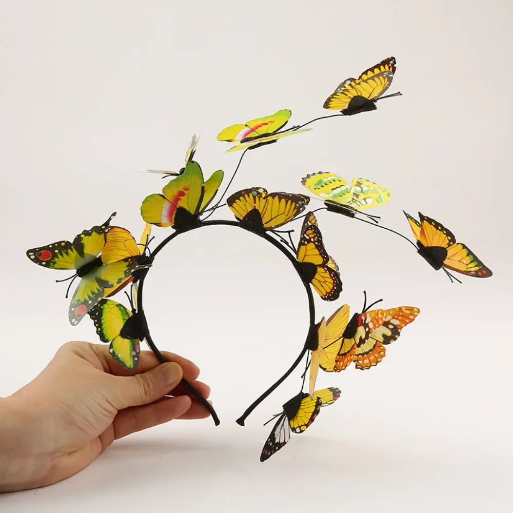 Womens Fairy Wreath Headband Butterfly Jewelry Flower Garland Hair