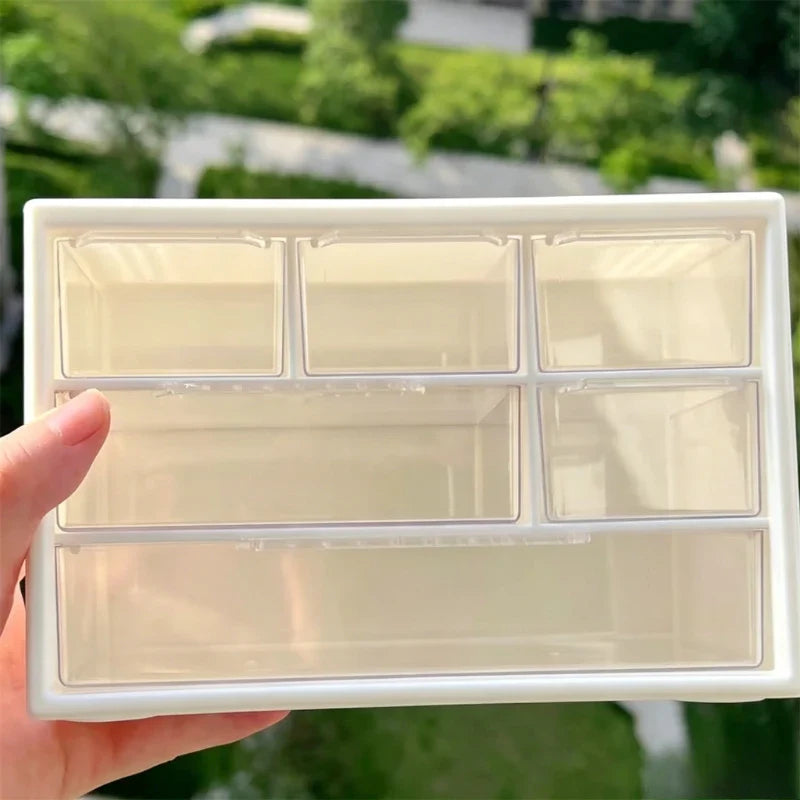 Dustproof Clear Plastic Desktop Storage Box Drawers Transparent Mini