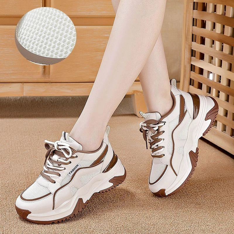 YEAE Women's Retro Platform Sneakers – Casual Lace-Up Shoes
