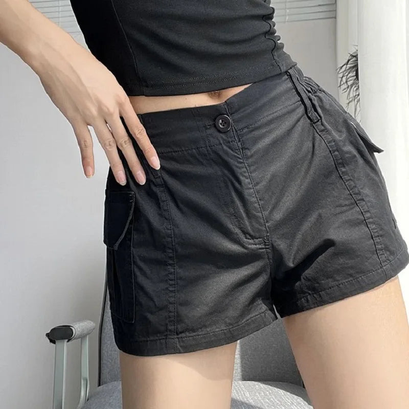 Women's Y2K Cargo Shorts – Low Waist Zipper Pockets Streetwear