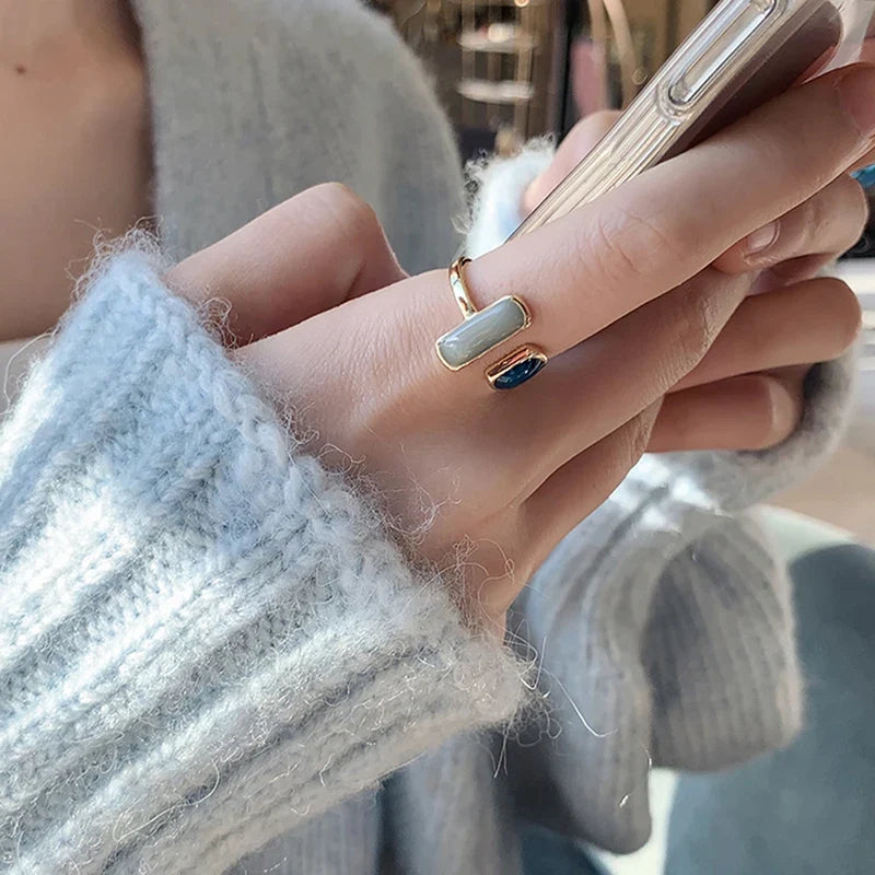 Vintage Opal Stone Open Adjustable Ring – Women's Fashion Jewelry
