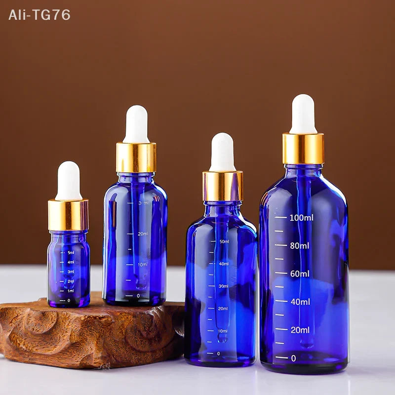 Blue Glass Dropper Bottles 5ml–100ml | Refillable Essential Oil