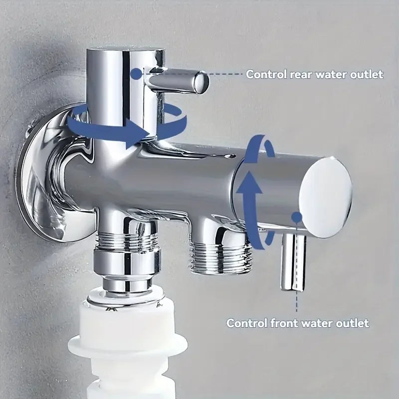 Dual Outlet Chrome Angle Valve G1/2 | Washing Machine Valve