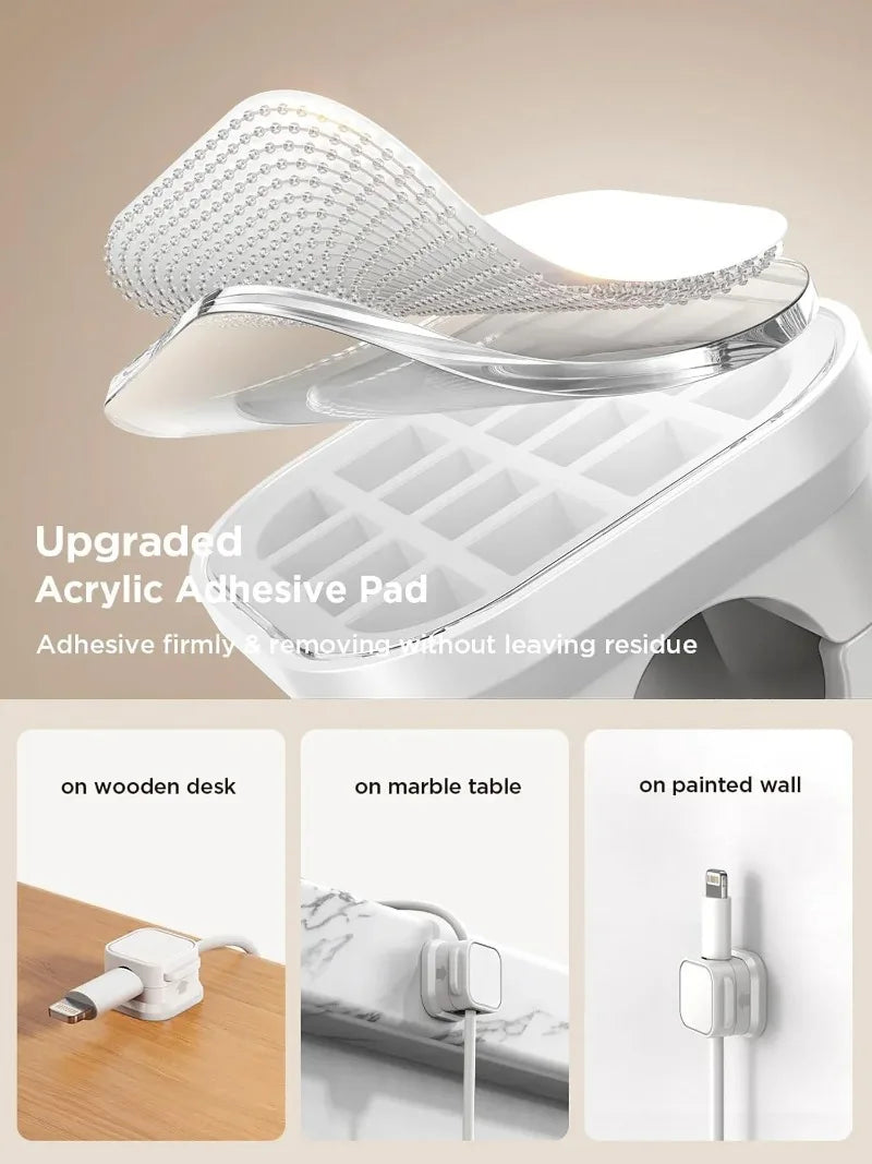 Adhesive Cable Clips | Cord Holder for Desk, Car & Wall
