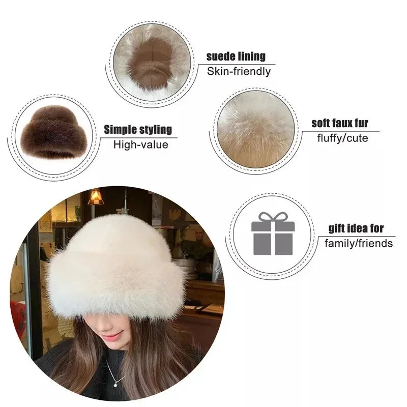 Warm Hat Casual Plush Fluffy Cap Versatile Solid Holiday Season Thick