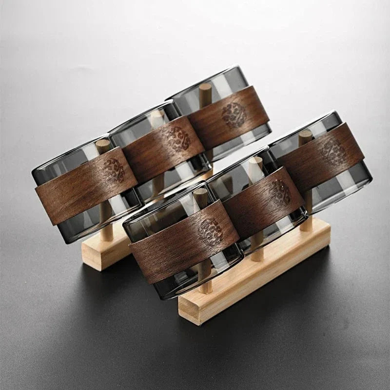 Thickened Glass Tea Cup Wooden Ring Heat-resistant Water Master